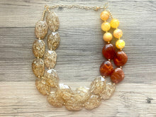 Load image into Gallery viewer, Fall Chunky Statement Necklace, Pumpkin Spice Big beaded jewelry, Double Strand Statement Necklace, Bib necklace, champagne bridesmaid