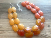 Load image into Gallery viewer, Fall Chunky Statement Necklace, Pumpkin Big beaded jewelry, Double Strand Statement Necklace, Bib necklace Clementine bridesmaid