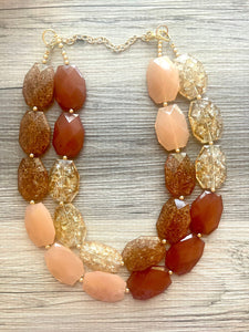 Fall Harvest Chunky Statement Necklace, Big beaded jewelry, Double Strand Statement Necklace, Bib necklace Champagne bridesmaid