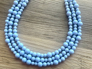 Periwinkle Paradise Statement Necklace, chunky bib beaded jewelry, sky blue color block necklace, beaded light blue aqua jewelry