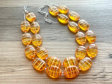 Load image into Gallery viewer, Textured Orange Statement Necklace, Big Beaded necklace, chunky beaded orange necklace, fall wedding, orange jewelry, pumpkin jewelry