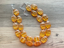 Load image into Gallery viewer, Textured Orange Statement Necklace, Big Beaded necklace, chunky beaded orange necklace, fall wedding, orange jewelry, pumpkin jewelry