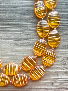 Textured Orange Statement Necklace, Big Beaded necklace, chunky beaded orange necklace, fall wedding, orange jewelry, pumpkin jewelry