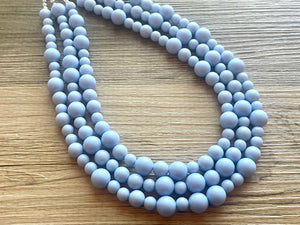 Periwinkle Paradise Statement Necklace, chunky bib beaded jewelry, sky blue color block necklace, beaded light blue aqua jewelry