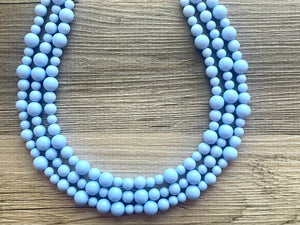 Periwinkle Paradise Statement Necklace, chunky bib beaded jewelry, sky blue color block necklace, beaded light blue aqua jewelry