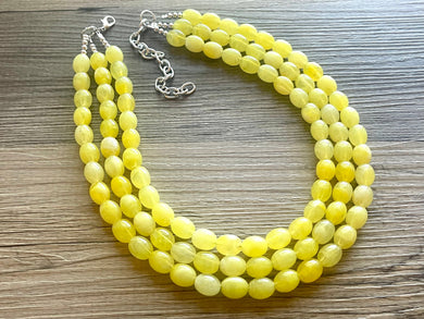 Banana Smoothie chunky necklace, Yellow beaded jewelry, 3 strand resin beaded Yellow necklace, creamy bold color block necklace