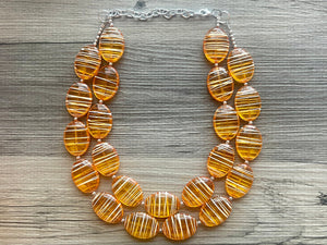 Textured Orange Statement Necklace, Big Beaded necklace, chunky beaded orange necklace, fall wedding, orange jewelry, pumpkin jewelry