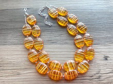 Load image into Gallery viewer, Textured Orange Statement Necklace, Big Beaded necklace, chunky beaded orange necklace, fall wedding, orange jewelry, pumpkin jewelry