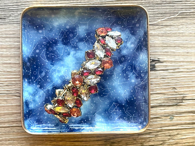 Vintage Maroon Rhinestone Beaded Statement bracelet, Yellow white stretch bracelet, gold beaded jewelry, Stretchy bracelet peach