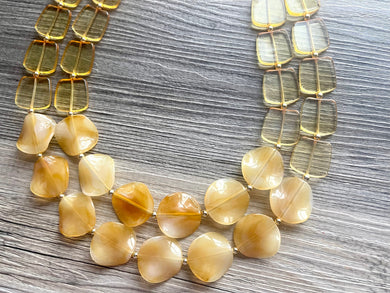 Eternal Sunshine yellow Chunky Statement Necklace, yellow necklace, orange necklace beaded wedding, fall marigold bridesmaid jewelry