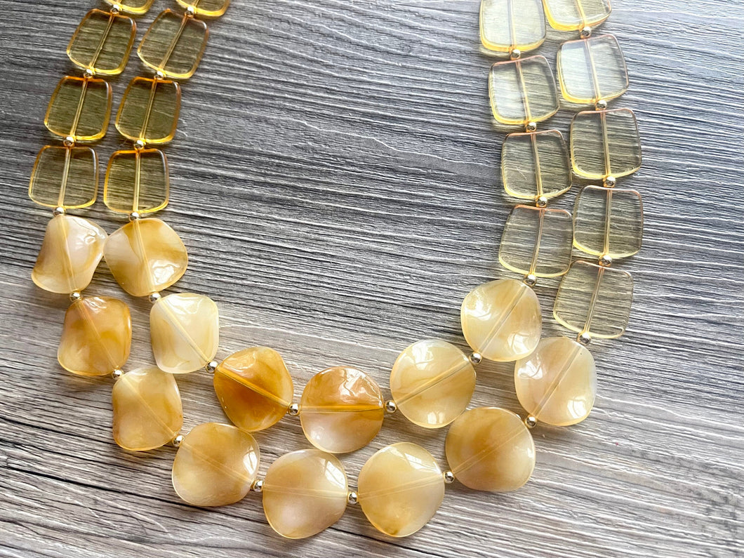 Eternal Sunshine yellow Chunky Statement Necklace, yellow necklace, orange necklace beaded wedding, fall marigold bridesmaid jewelry