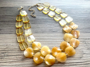 Eternal Sunshine yellow Chunky Statement Necklace, yellow necklace, orange necklace beaded wedding, fall marigold bridesmaid jewelry