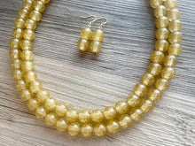 Load image into Gallery viewer, Double Strand Gold Glitter Resin Chunky statement necklace, big beaded jewelry, gifts for women, bib jewelry Multi-Strand necklace statement