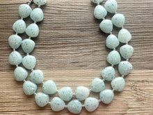 Load image into Gallery viewer, Mauritius Beach double strand chunky jewelry, beaded blue jewelry, light blue thick necklace, Caribbean aqua necklace, turquoise bib