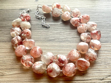 Cranberry Swirl Shortcake Soirée, Chunky 2 Strand Statement Necklace, maroon jewelry, dark red necklace, gray glitter resin jewelry
