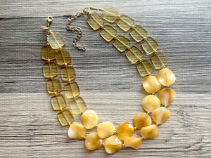 Eternal Sunshine yellow Chunky Statement Necklace, yellow necklace, orange necklace beaded wedding, fall marigold bridesmaid jewelry