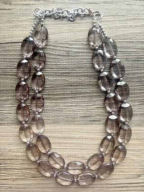 Gray Chunky Statement Necklace, big beaded bib necklace, gray jewelry, bridesmaid necklace, gray necklace, gray crackle, gray bridesmaid