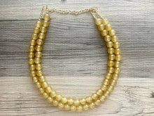 Load image into Gallery viewer, Double Strand Gold Glitter Resin Chunky statement necklace, big beaded jewelry, gifts for women, bib jewelry Multi-Strand necklace statement