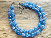 Load image into Gallery viewer, Big Bead Mint &amp; Navy Necklace, Nautical Double Strand Statement Jewelry, mint green Chunky bib bridesmaid, bubble jewelry, white navy green