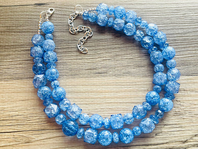 Big Bead Mint & Navy Necklace, Nautical Double Strand Statement Jewelry, mint green Chunky bib bridesmaid, bubble jewelry, white navy green