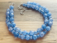 Load image into Gallery viewer, Big Bead Mint &amp; Navy Necklace, Nautical Double Strand Statement Jewelry, mint green Chunky bib bridesmaid, bubble jewelry, white navy green