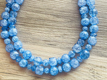 Load image into Gallery viewer, Big Bead Mint &amp; Navy Necklace, Nautical Double Strand Statement Jewelry, mint green Chunky bib bridesmaid, bubble jewelry, white navy green