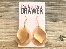 Load image into Gallery viewer, Gold Hammered earrings, flower statement earrings, metal jewelry, gold geometric earrings pierced dangle drop chunky shiny round brass