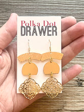 Load image into Gallery viewer, Gold Hammered earrings, oval statement earrings, metal jewelry, gold geometric earrings pierced dangle drop chunky shiny rectangular brass