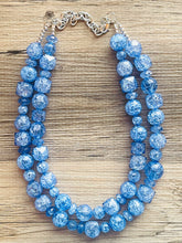 Load image into Gallery viewer, Big Bead Mint &amp; Navy Necklace, Nautical Double Strand Statement Jewelry, mint green Chunky bib bridesmaid, bubble jewelry, white navy green
