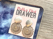 Load image into Gallery viewer, Silver Hammered earrings, oval statement earrings, metal jewelry, roundgeometric earrings pierced dangle drop chunky shiny rectangular brass