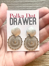Load image into Gallery viewer, Silver Hammered earrings, oval statement earrings, metal jewelry, roundgeometric earrings pierced dangle drop chunky shiny rectangular brass