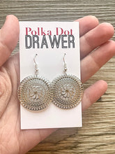 Load image into Gallery viewer, Silver Hammered earrings, oval statement earrings, metal jewelry, roundgeometric earrings pierced dangle drop chunky shiny rectangular brass