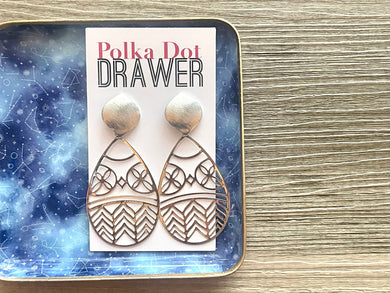 Silver Cut Out earrings, oval statement earrings, metal jewelry, roundgeometric earrings pierced dangle drop chunky shiny rectangular brass