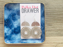 Load image into Gallery viewer, Silver Mandala earrings, circle statement earrings, metal jewelry round geometric pierced dangle drop chunky shiny rectangular brass