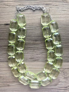 Green Splendor Statement Necklace, Chunky Jewelry Big Beaded Necklace, light green Necklace, mint Jewelry bubble double strand grass