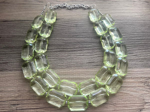 Green Splendor Statement Necklace, Chunky Jewelry Big Beaded Necklace, light green Necklace, mint Jewelry bubble double strand grass