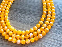 Load image into Gallery viewer, Bright Chunky Orange Statement Necklace, Big beaded jewelry, Triple Strand Statement Necklace, Bib necklace creamsicle bridesmaid wedding