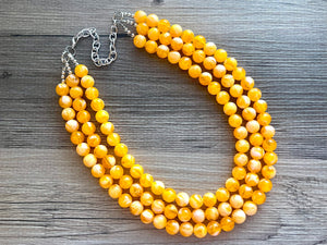 Bright Chunky Orange Statement Necklace, Big beaded jewelry, Triple Strand Statement Necklace, Bib necklace creamsicle bridesmaid wedding