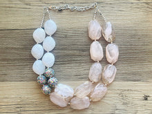 Load image into Gallery viewer, Rainbow Glitter Chunky Statement Necklace, neutral beaded necklace, bubble jewelry pink jewelry multi strand necklace, bib chunky beaded