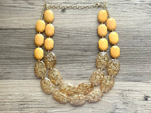 Load image into Gallery viewer, Honeysuckle Harvest Necklace, Double Layer Statement Jewelry, autumn Statement Necklace, orange Wedding Bridesmaid Jewelry, yellow brown