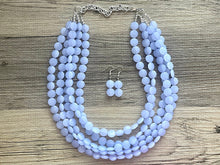 Load image into Gallery viewer, But a Dream Statement Necklace, chunky bib beaded jewelry, sky blue color block wedding bridesmaid acrylic bib jewelry periwinkle 5 strand