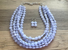 Load image into Gallery viewer, But a Dream Statement Necklace, chunky bib beaded jewelry, sky blue color block wedding bridesmaid acrylic bib jewelry periwinkle 5 strand