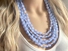 Load image into Gallery viewer, But a Dream Statement Necklace, chunky bib beaded jewelry, sky blue color block wedding bridesmaid acrylic bib jewelry periwinkle 5 strand