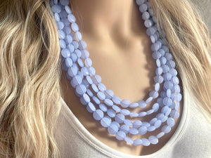 But a Dream Statement Necklace, chunky bib beaded jewelry, sky blue color block wedding bridesmaid acrylic bib jewelry periwinkle 5 strand