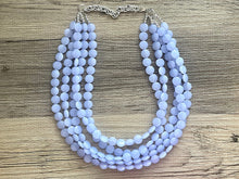 Load image into Gallery viewer, But a Dream Statement Necklace, chunky bib beaded jewelry, sky blue color block wedding bridesmaid acrylic bib jewelry periwinkle 5 strand