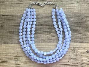 But a Dream Statement Necklace, chunky bib beaded jewelry, sky blue color block wedding bridesmaid acrylic bib jewelry periwinkle 5 strand