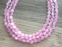 Load image into Gallery viewer, But a Dream Statement Necklace, chunky bib beaded jewelry, blush pink color block wedding bridesmaid acrylic bib jewelry light pink 3 strand