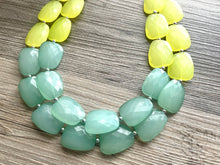 Load image into Gallery viewer, Lime Green Mojito Chunky Statement Necklace, Big beaded jewelry, Double Strand Statement Necklace, Bib necklace, green bridesmaid wedding