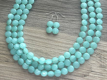 Load image into Gallery viewer, Mint Green Beaded Statement Necklace, beaded jewelry, light green jewelry, mojito beaded necklace, green earrings necklace, chunky