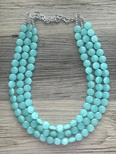 Load image into Gallery viewer, Mint Green Beaded Statement Necklace, beaded jewelry, light green jewelry, mojito beaded necklace, green earrings necklace, chunky
